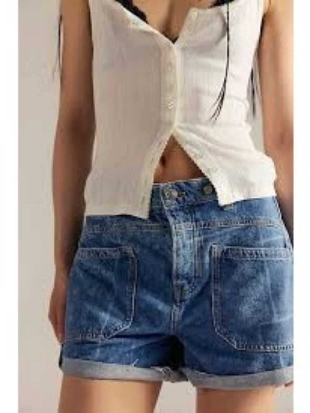 Free People Palmer Cuffed Denim Shorts Festival Boho Casual Relaxed Womens 27